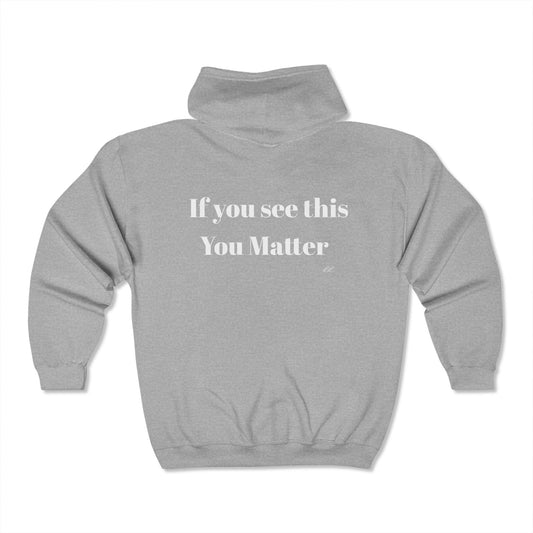 You Matter Black Full Zip Hoodie for Encouragement and Comfort