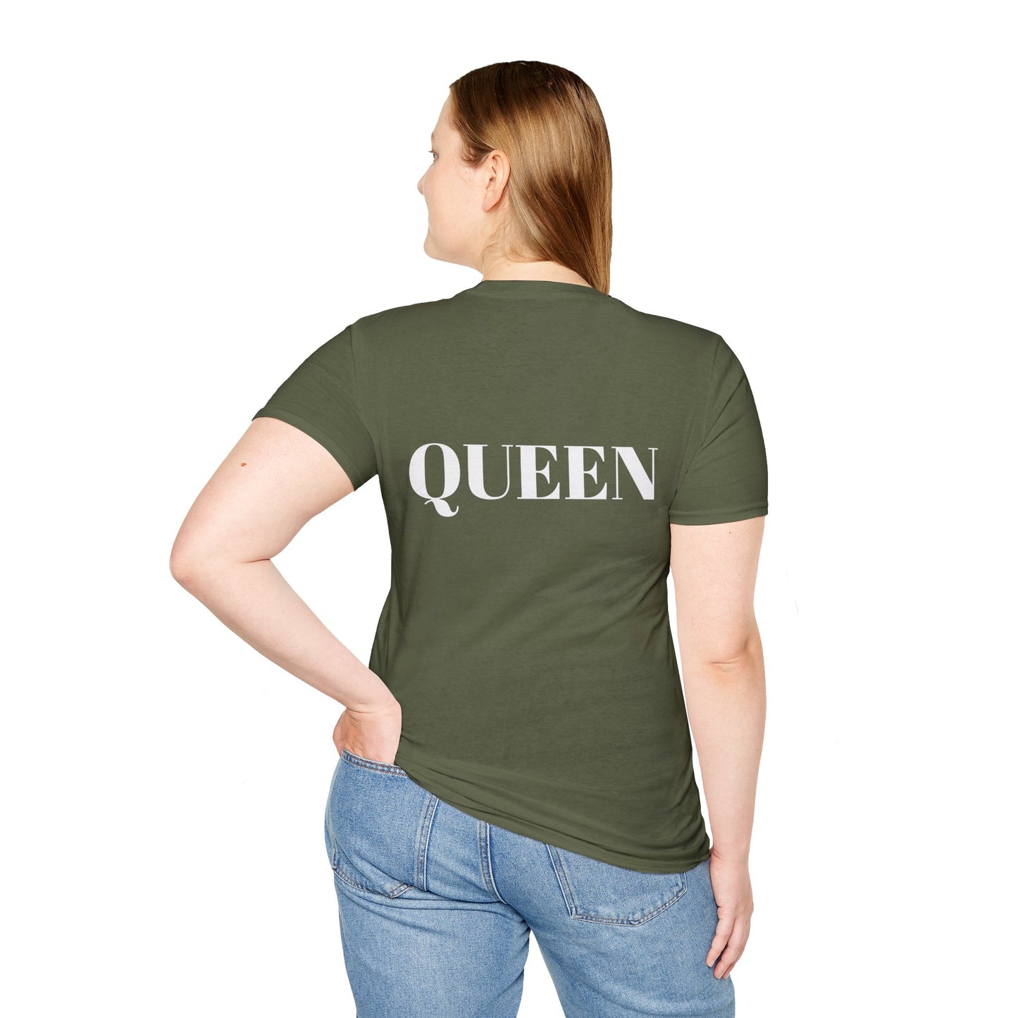 Queen Unisex Softstyle T-Shirt - Empowering Graphic Tee for Women