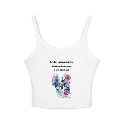 Inspirational Skull Design Spaghetti Strap Tank Top for Women