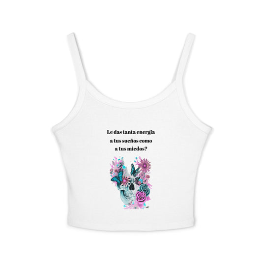 Inspirational Skull Design Spaghetti Strap Tank Top for Women